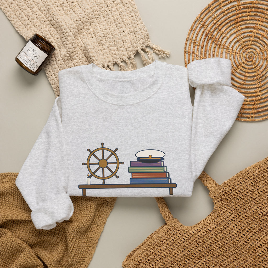O Captain My Captain Sweatshirt, Teacher Walt Whitman Quote Crewneck with Captain's Desk