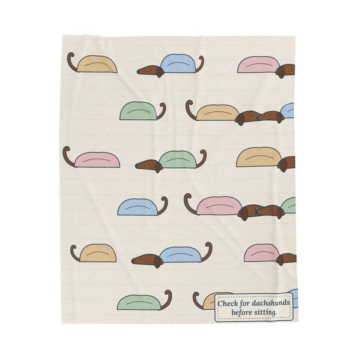 Dachshund Blanket - Check for Dachshunds Before Sitting Velveteen Plush Throw