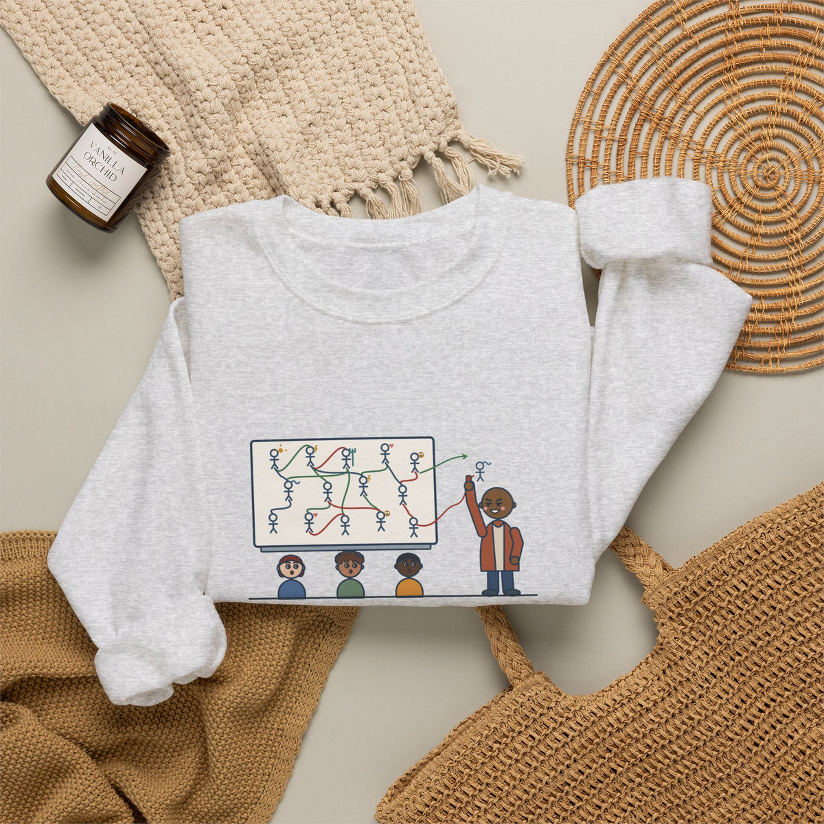 Mythology Teacher Crewneck Sweatshirt - Greek Gods Family Tree Ran Out of Whiteboard