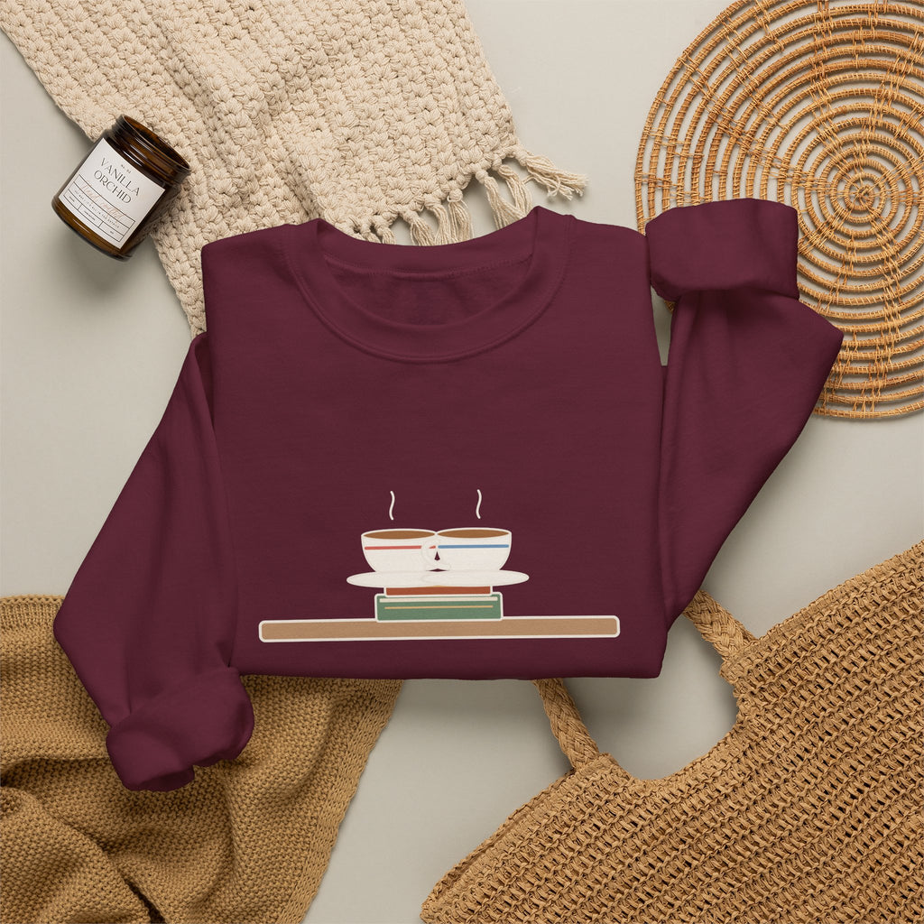 If I Loved You Less Sweatshirt, Love Jane Austen Quote Crewneck with Touching Teacups