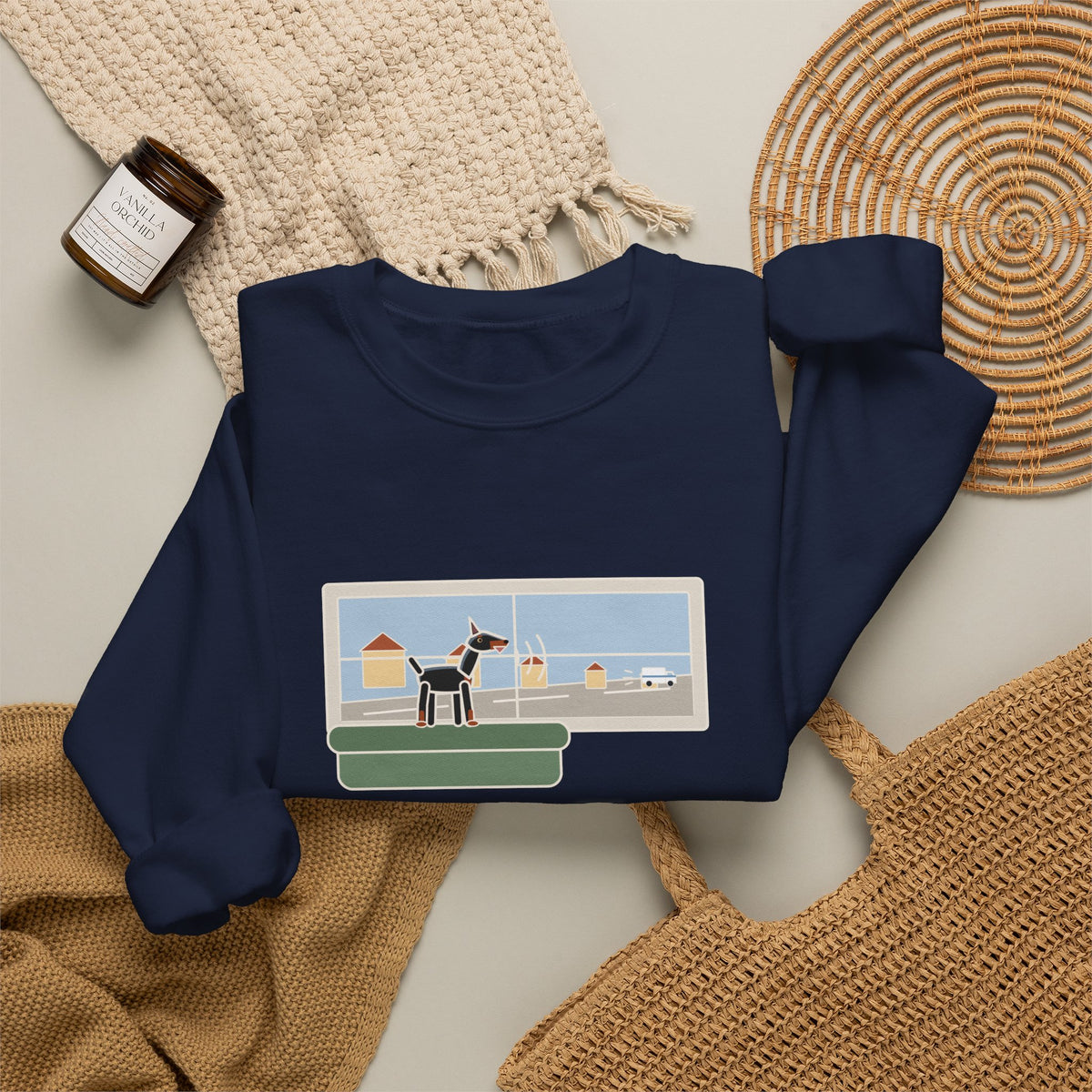 Miniature Pinscher Crewneck Sweatshirt - Nine-Pound Front Window Watchdog