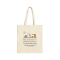 Six Impossible Things Before Breakfast Tote Bag, Whimsical Lewis Carroll Literary Quote Tote with Floating Breakfast