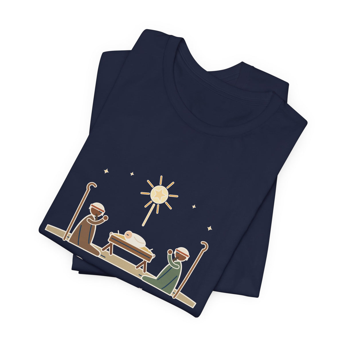 Oakeley Quote T-Shirt, O Come, Let Us Adore him, Christmas Woodcut Manger Tee
