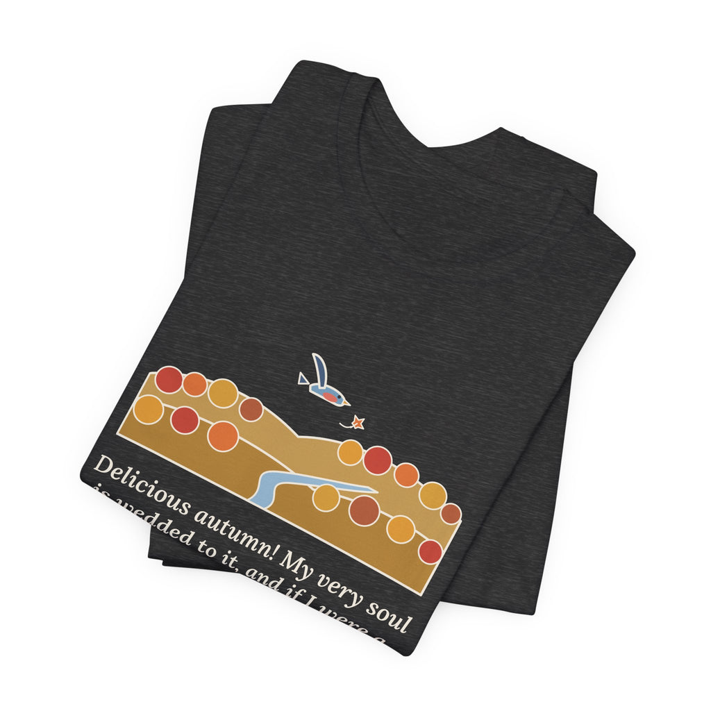 George Eliot Quote T-Shirt, Fly About the Earth Seeking the Successive Autumns, Fall Bird over the Hills Tee