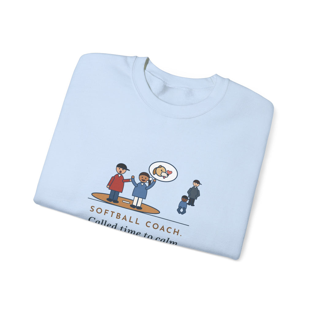 Softball Coach Sweatshirt, Called Time for a Mound Visit, Heard All About Her New Puppy, Funny Mound Visit Crewneck