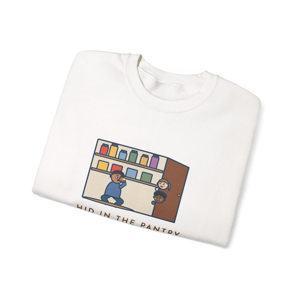 Parent Sweatshirt, Hid in the Pantry with a Cookie, Found by Two Kids in Under a Minute, Funny Pantry Hideout Crewneck