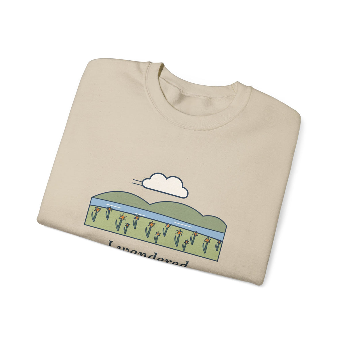 I Wandered Lonely as a Cloud Sweatshirt, Spring Wordsworth Quote Crewneck with Daffodil Meadow