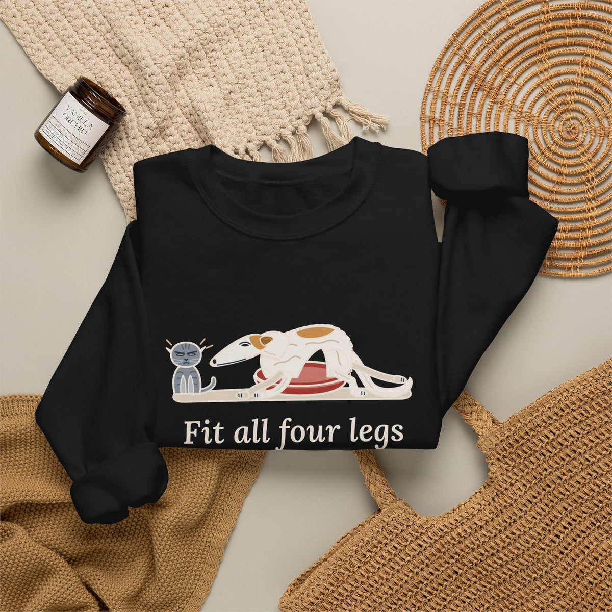 Borzoi Crewneck Sweatshirt - All Four Legs in the Cat Bed Sighthound Owner Gift