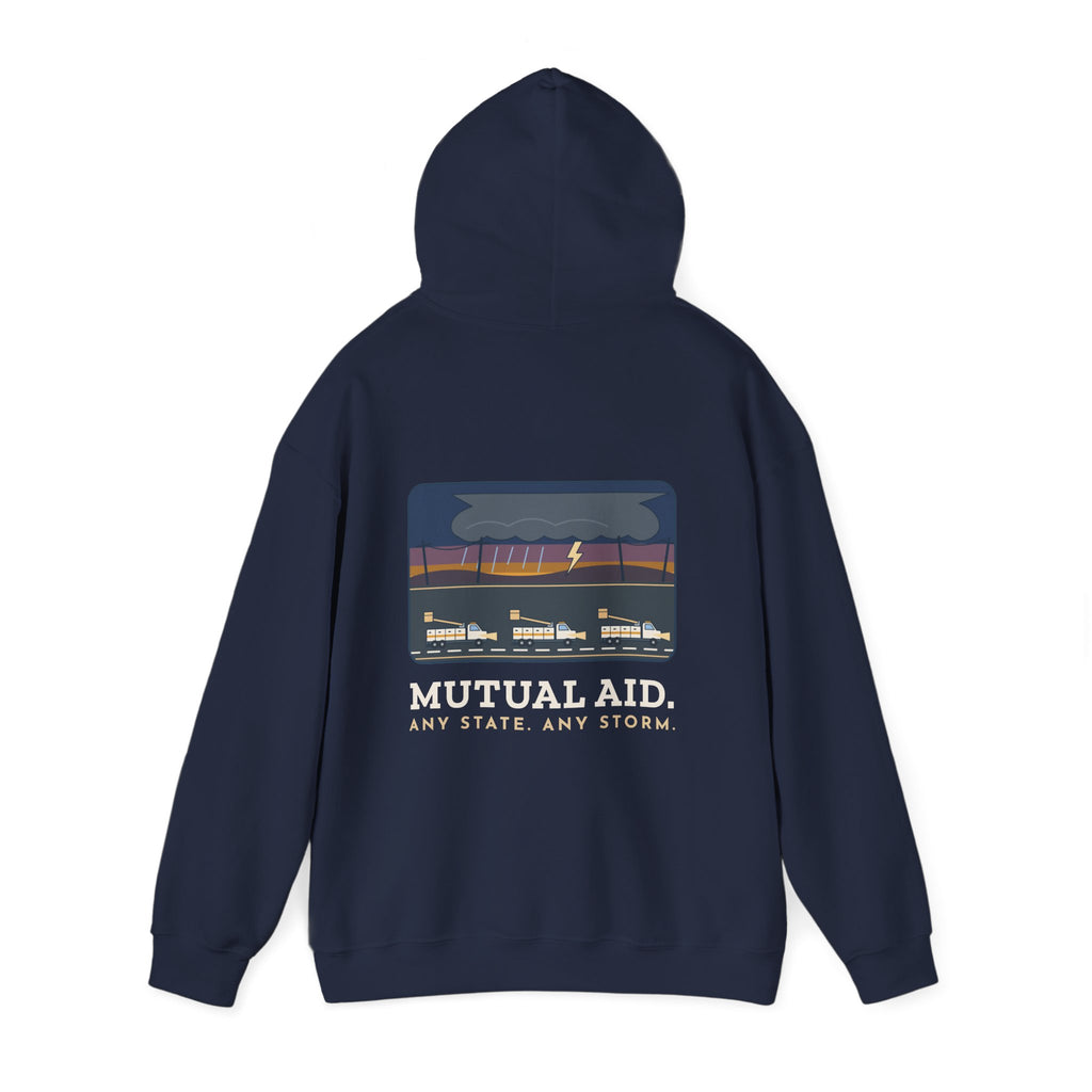 Lineworker Hoodie - Mutual Aid. Any State. Any Storm. Lineman Gift Hoodie