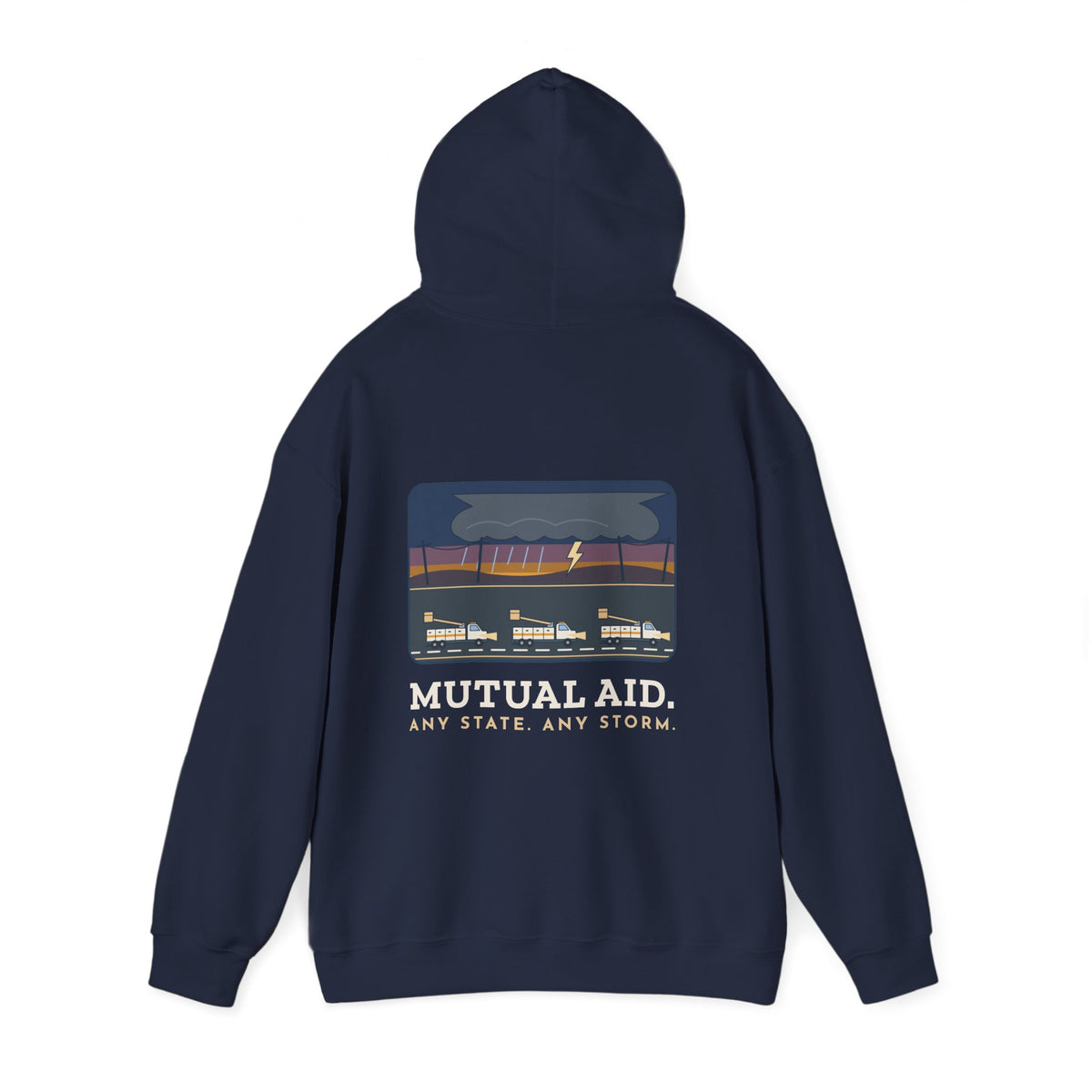 Lineworker Hoodie - Mutual Aid. Any State. Any Storm. Lineman Gift Hoodie