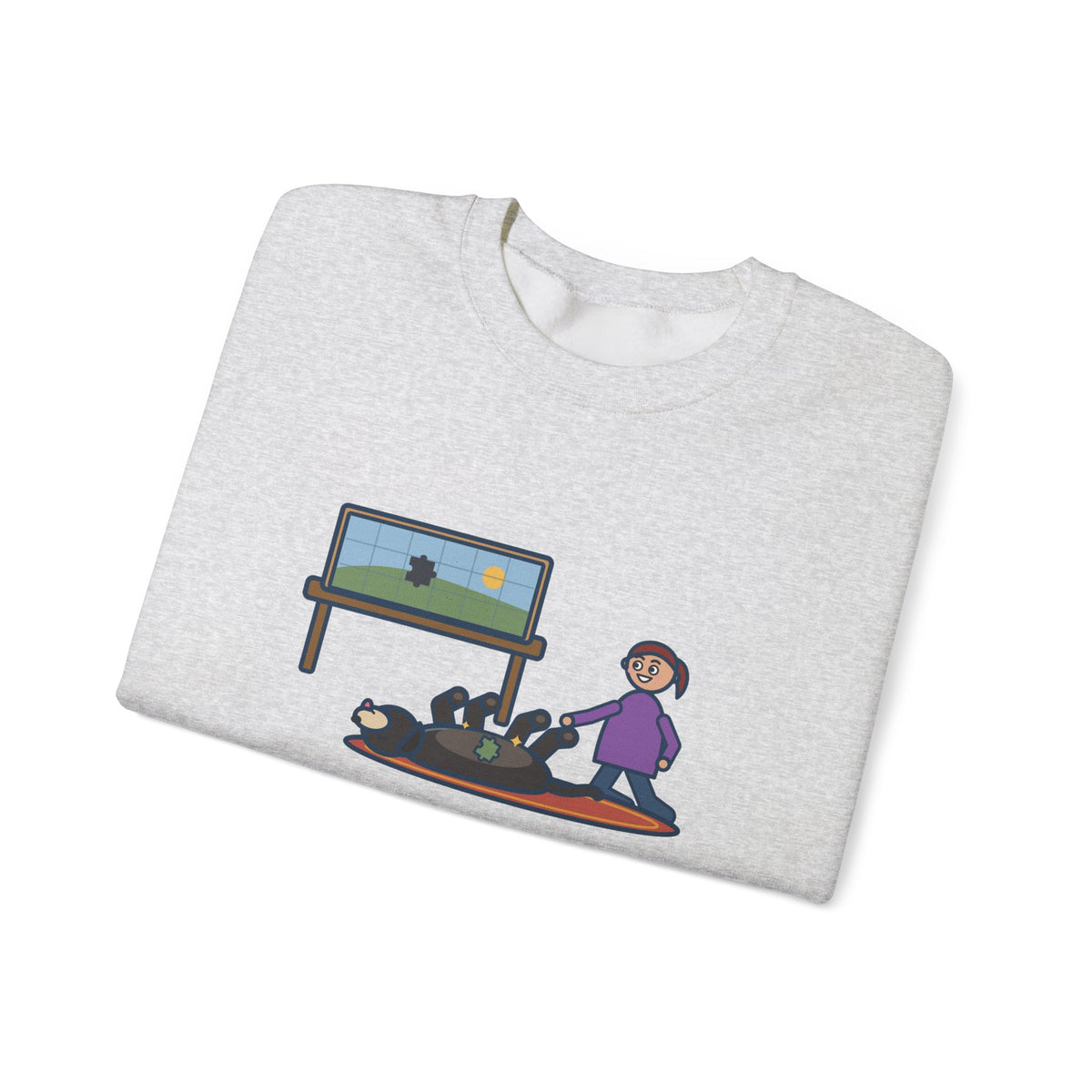 Thousand-Piece Puzzle, Found the Last Piece Under the Dog Sweatshirt, Funny Jigsaw Puzzle Crewneck with Belly-Up Dog