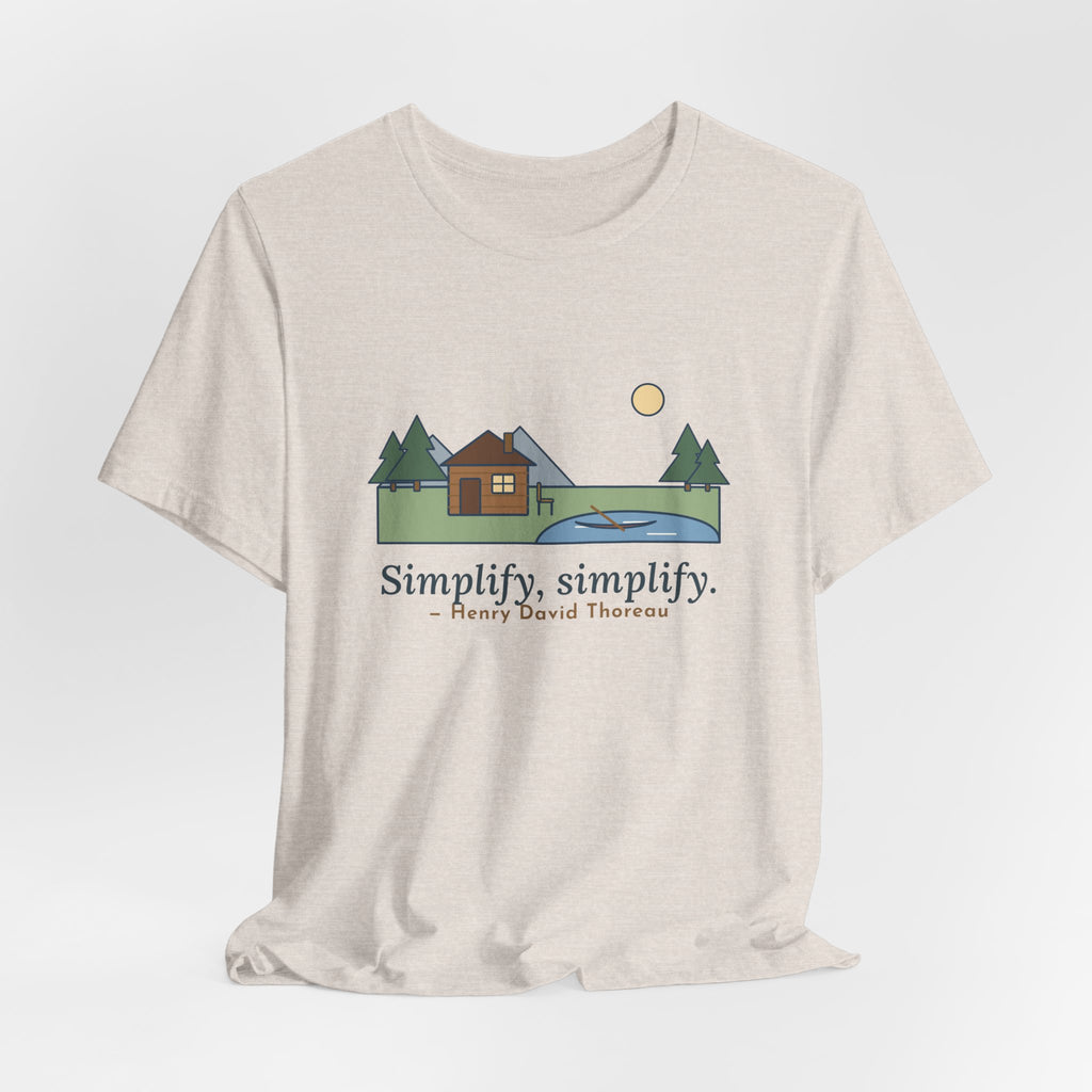Thoreau Nature Quote T-Shirt, Simplify, Simplify, Minimalist One-Room Cabin Tee