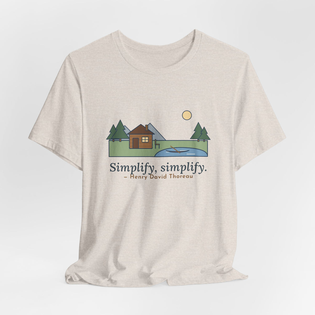 Thoreau Nature Quote T-Shirt, Simplify, Simplify, Minimalist One-Room Cabin Tee