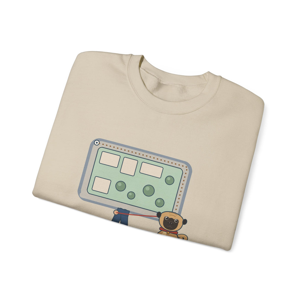 Pug Crewneck Sweatshirt - The Pug Sat Down Halfway Around the Block