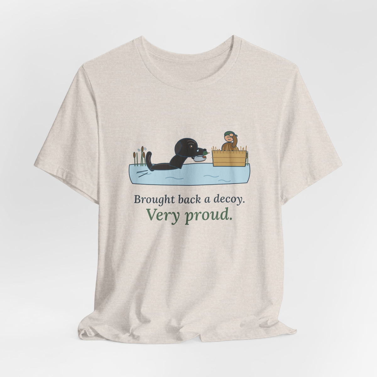 Labrador Duck Dog T-Shirt - Brought Back a Decoy. Very Proud. Funny Lab Tee