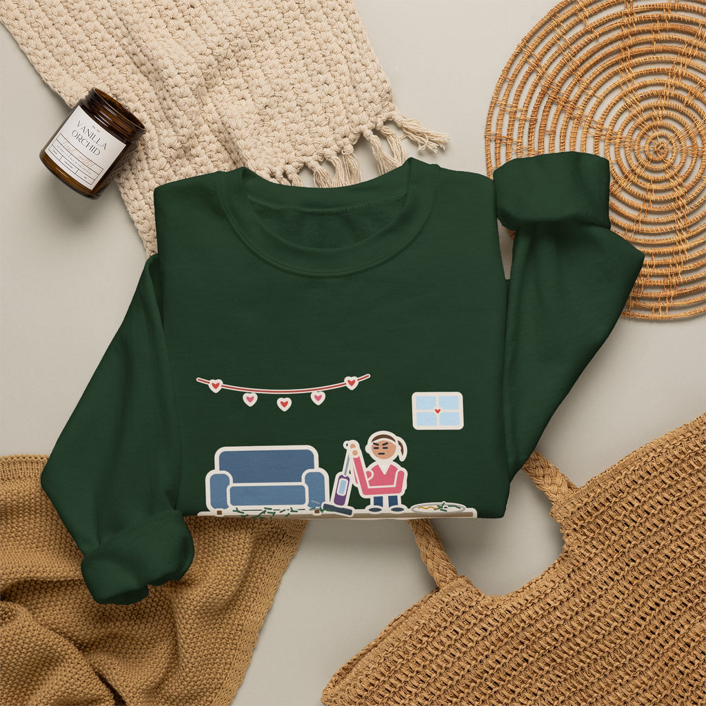 Christmas Tree Sweatshirt, Took It Down January 2, Still Vacuuming Needles on Valentine's Day, Funny February Cleanup Crewneck