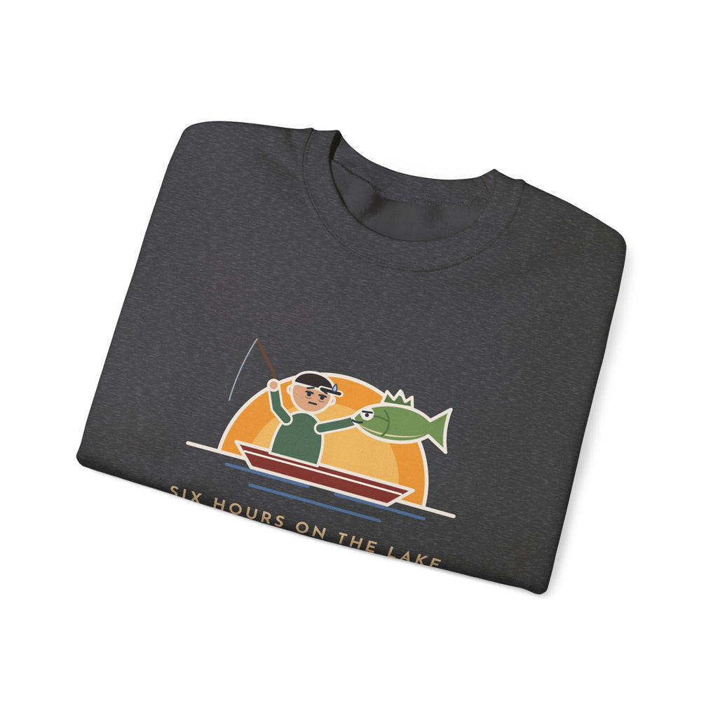 Funny Angler Crewneck Sweatshirt - Same Fish Twice After Six Hours on the Lake