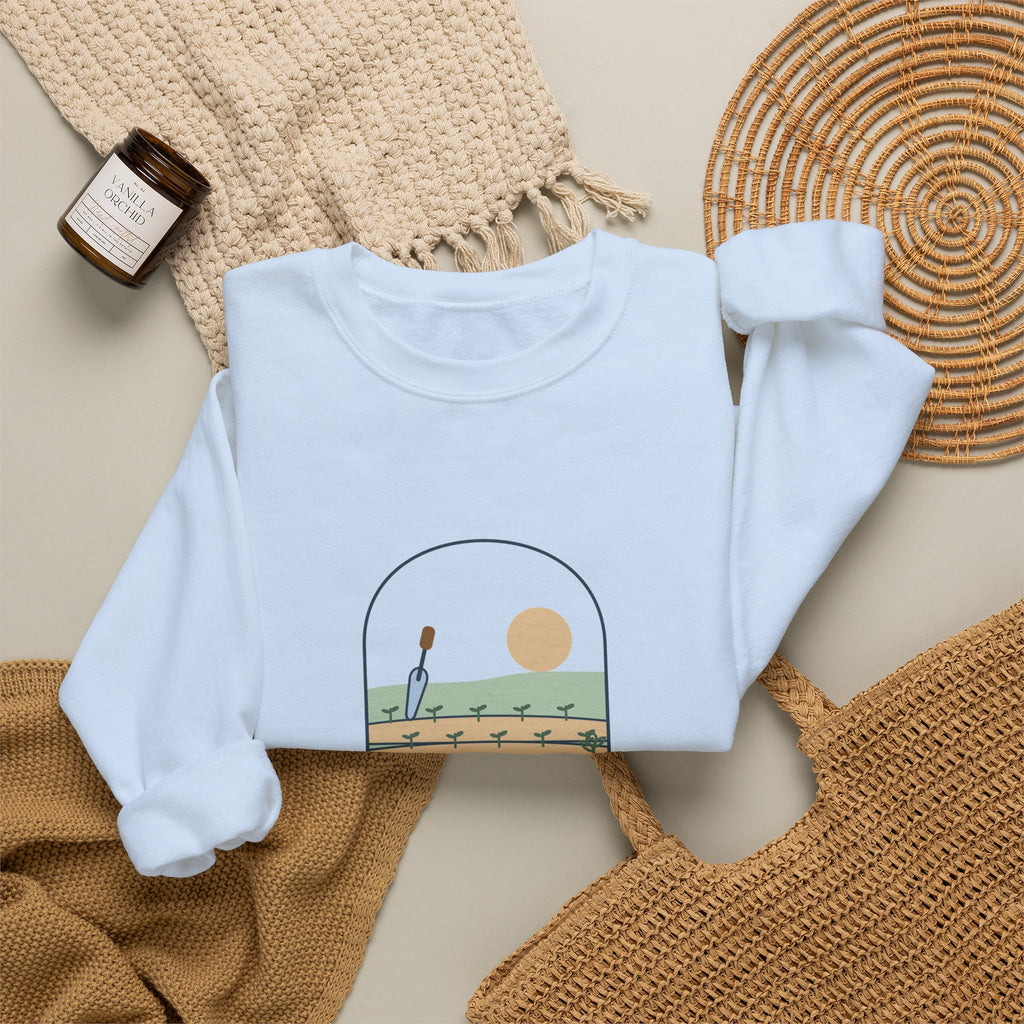 Gardening Crewneck Sweatshirt for Gardeners - Here for the Dirt and the Quiet