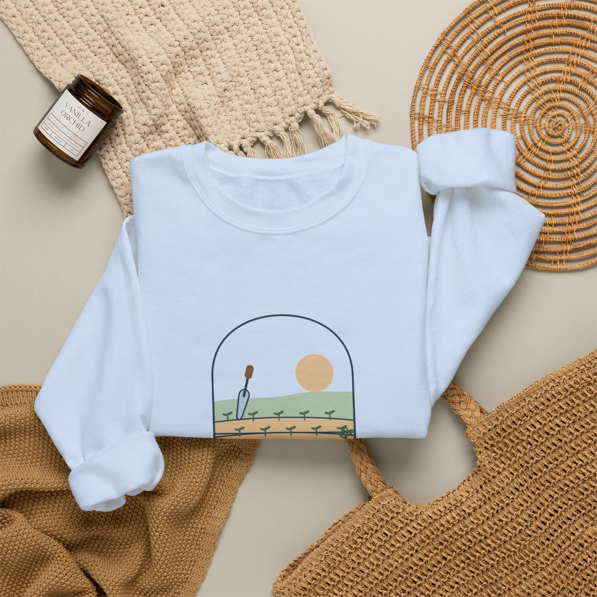 Gardening Crewneck Sweatshirt for Gardeners - Here for the Dirt and the Quiet