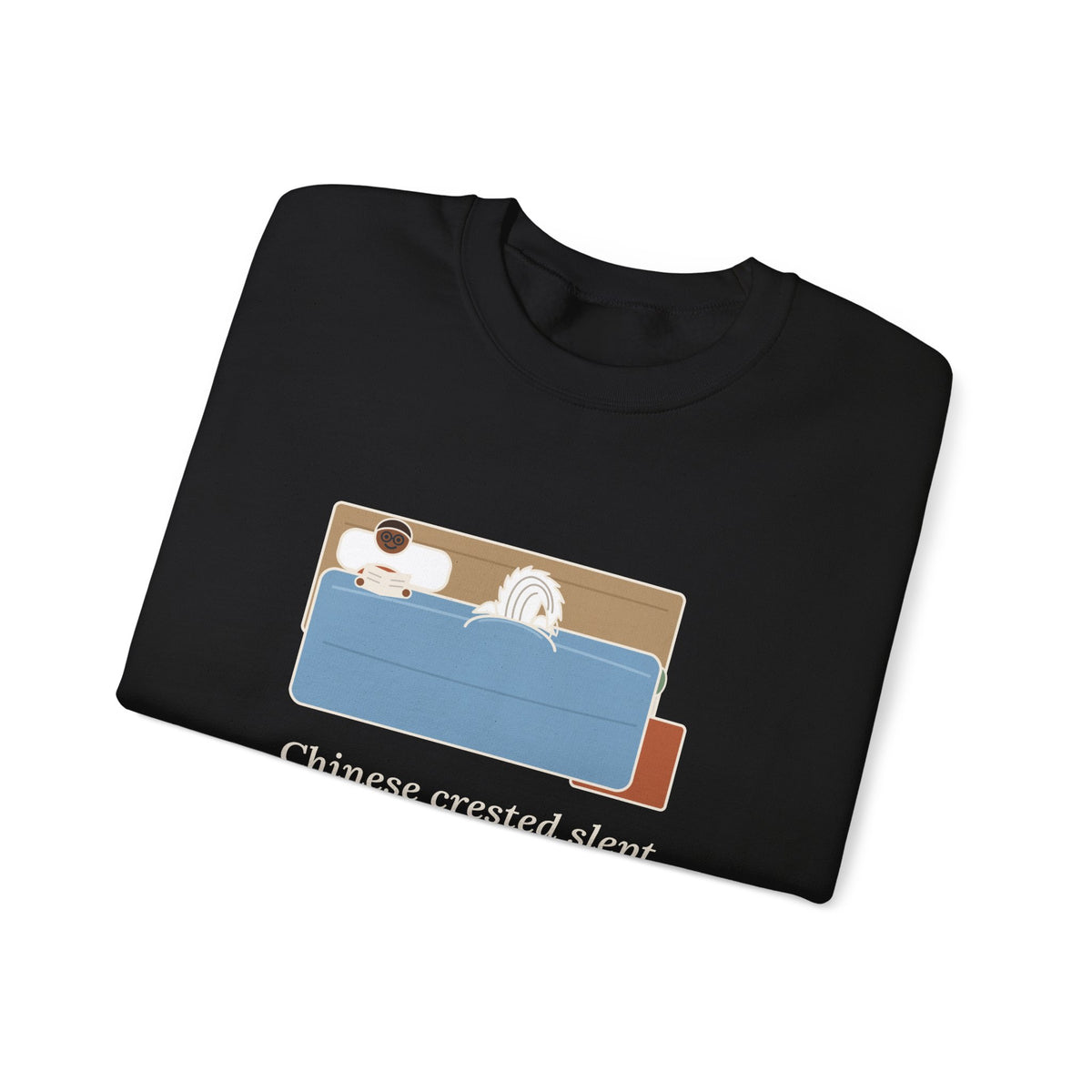 Chinese Crested Crewneck Sweatshirt - Cozy Dog Under the Comforter, Crest Showing