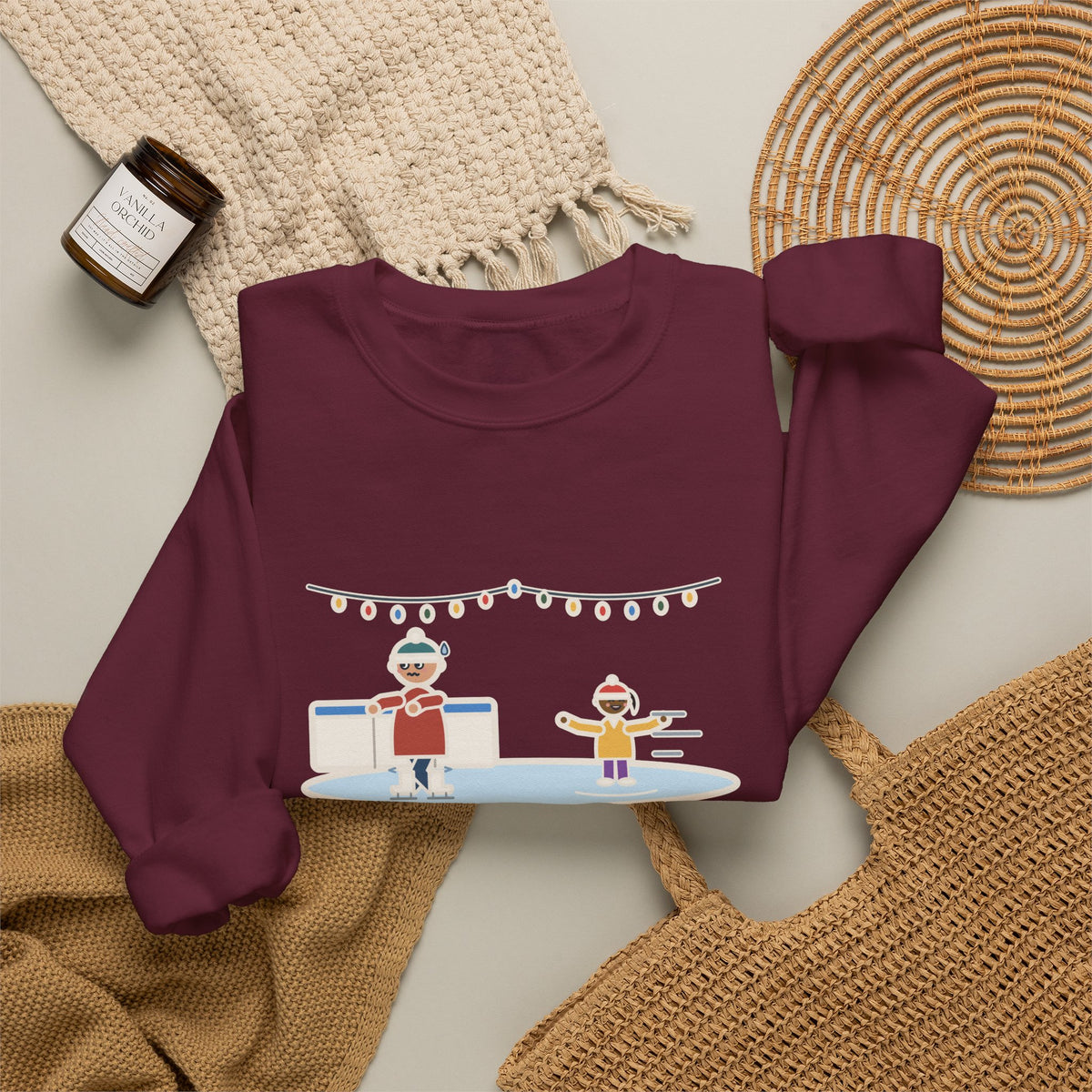 Ice Skating Sweatshirt, Held the Wall for an Hour, A Six-Year-Old Skated Past Me Backward, Funny Outdoor Rink Crewneck