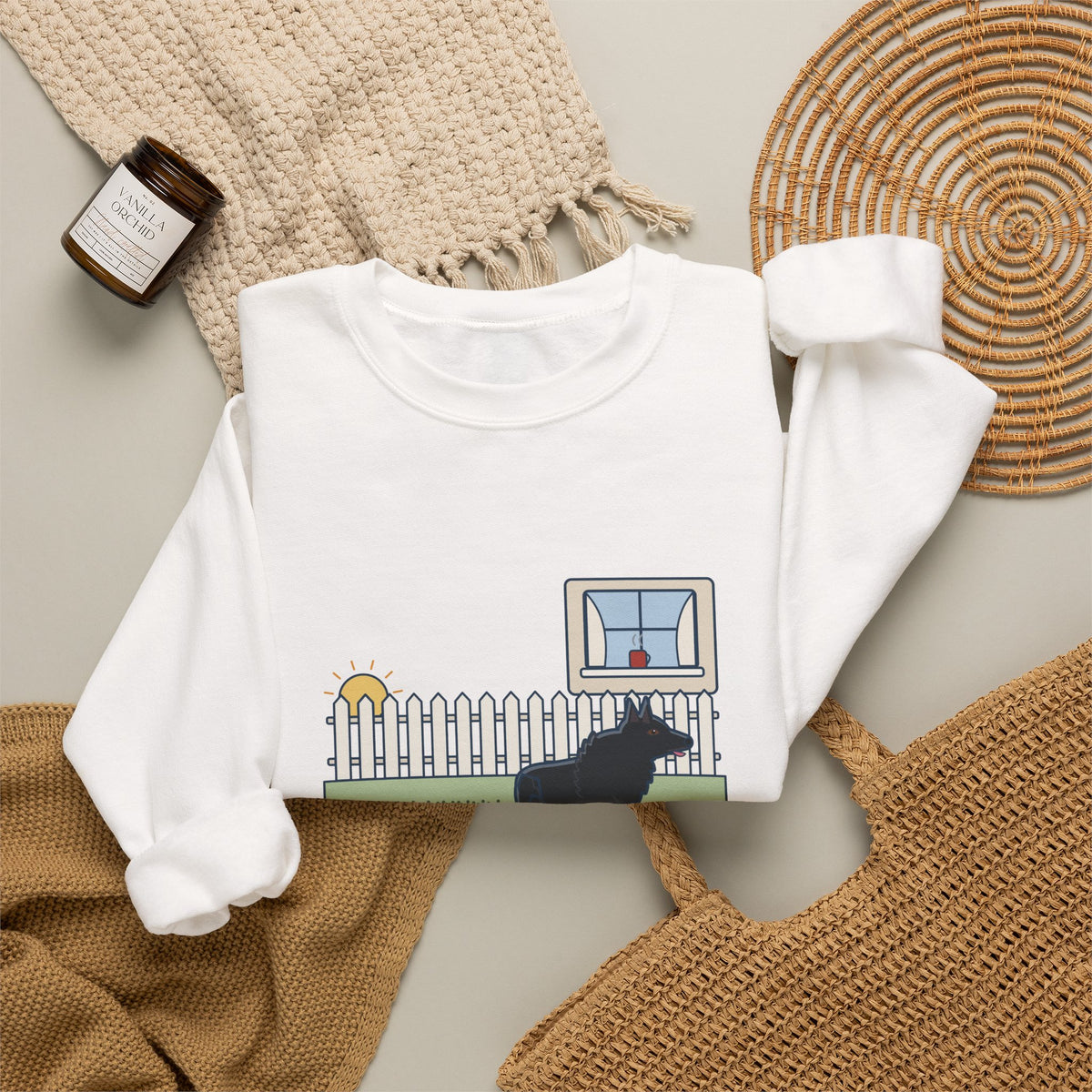 Schipperke Crewneck Sweatshirt - Patrolled the Fence Line Eleven Times Before Breakfast