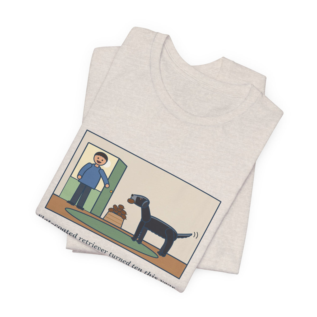 Funny Flat-Coated Retriever T-Shirt, Turned Ten This Year, Still Brings a Pinecone to the Door Every Time, Homecoming Tee