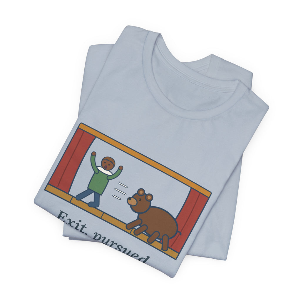Shakespeare Quote T-Shirt, Exit, Pursued by a Bear, Theatre Stage Chase Tee