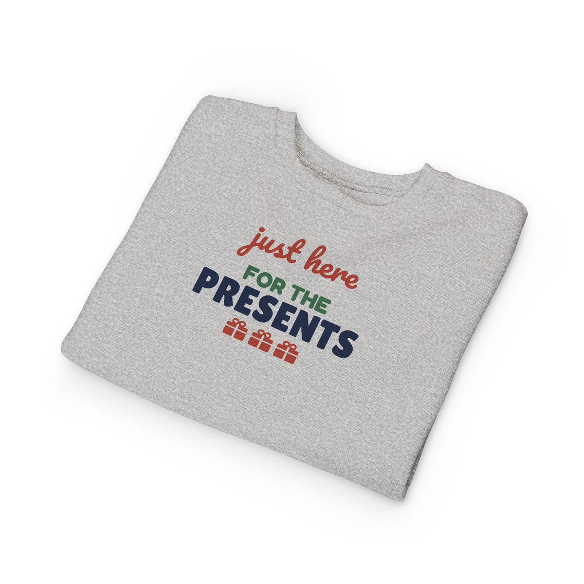 Just Here for the Presents Toddler Sweatshirt, Kids Christmas Crewneck