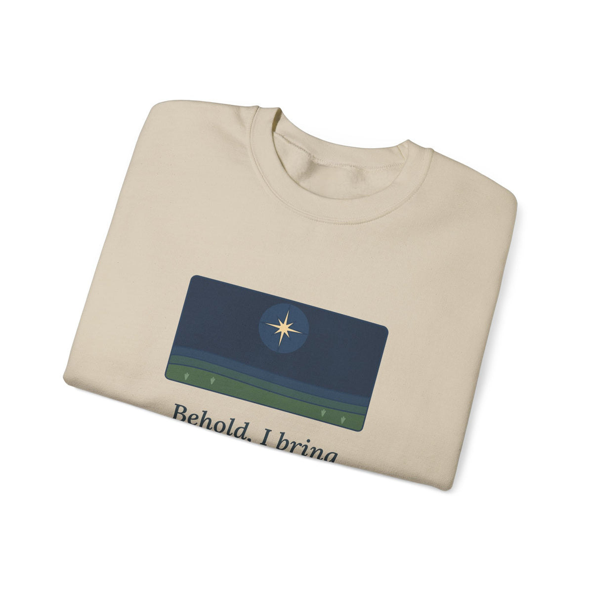 Good Tidings of Great Joy Sweatshirt, Christmas Luke 2:10 Quote Crewneck with Star over Field