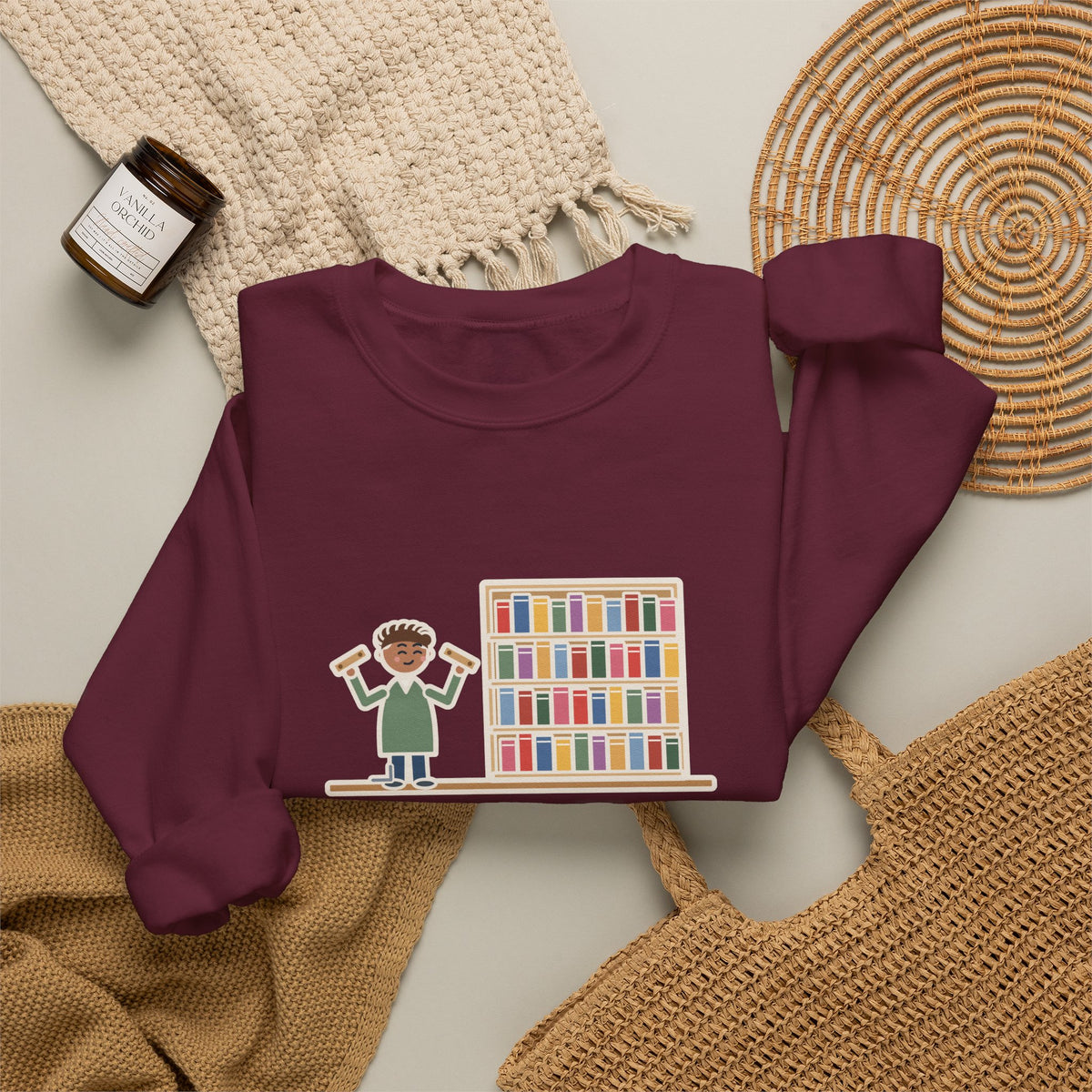 DIY Bookshelf Sweatshirt, Built It, Two Pieces Left Over, Holds Forty Books Anyway, Funny Finished Shelf Crewneck