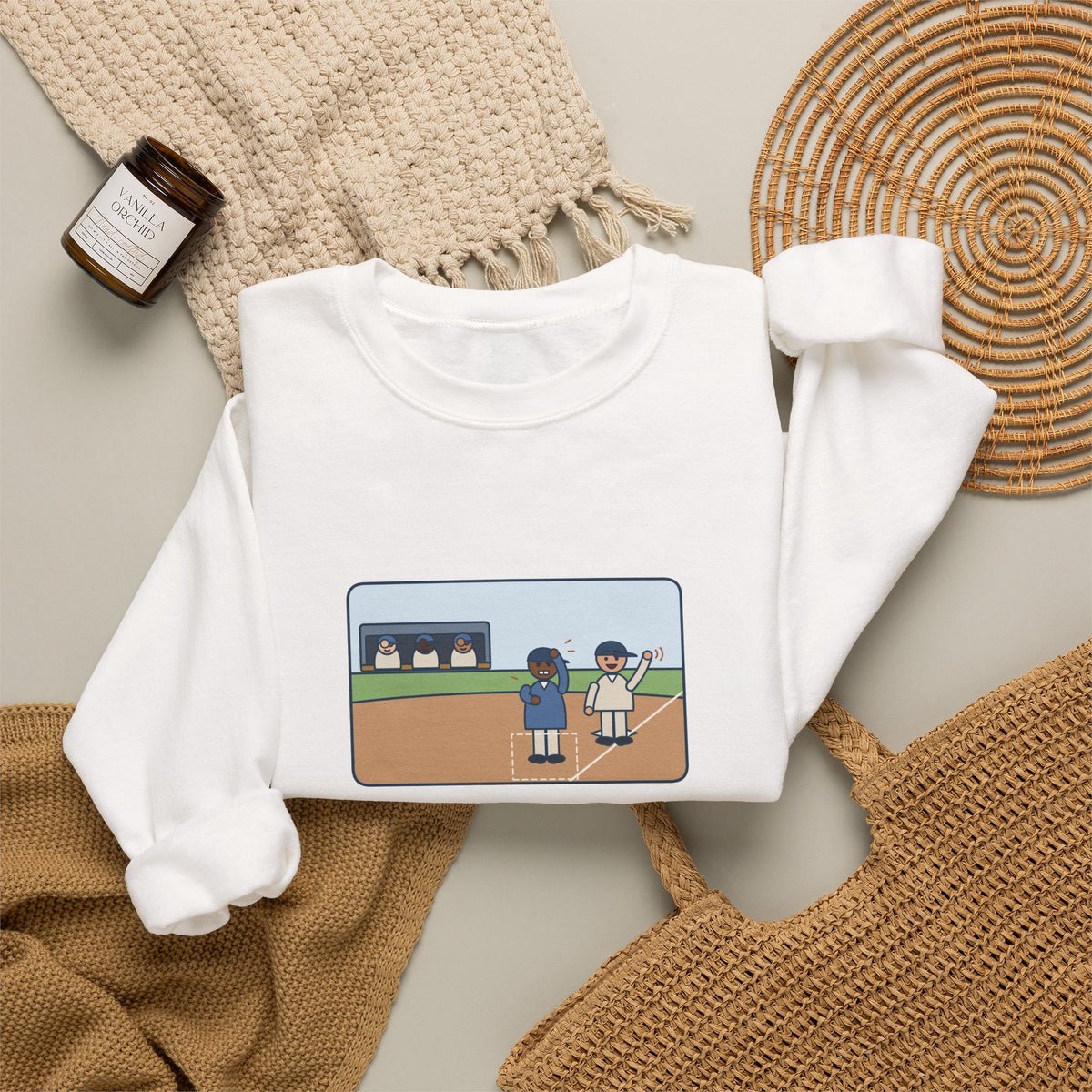 Baseball Coach Sweatshirt, Flashed Fourteen Signs to Third Base, The Runner Waved Back, Funny Third Base Box Crewneck