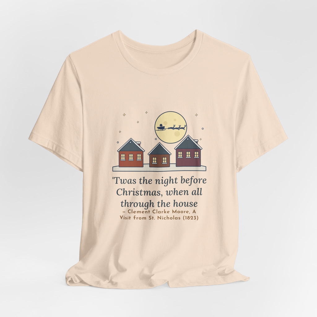 Moore Quote T-Shirt, Twas the Night Before Christmas, Christmas Moonlit 1820s Town Tee
