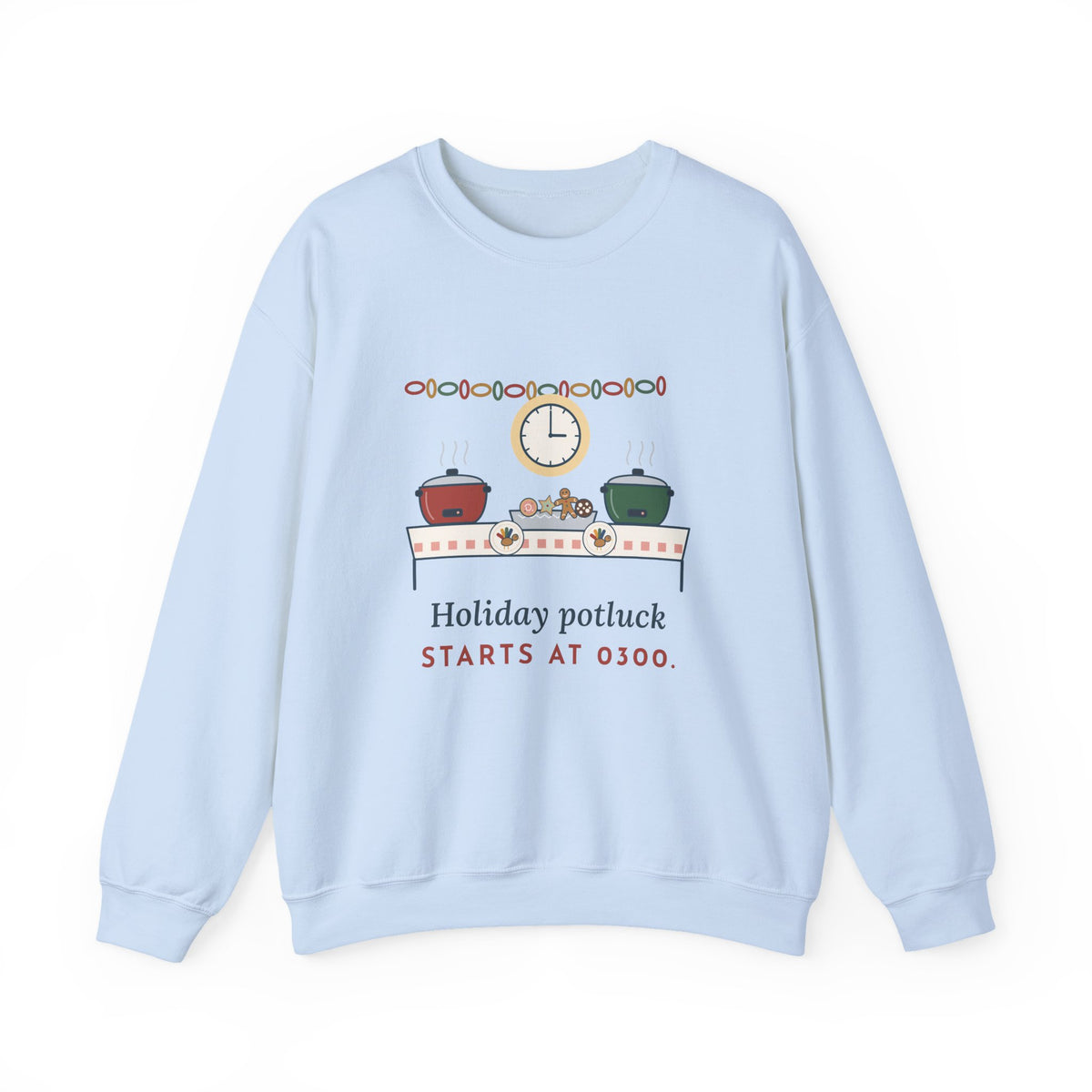 Night Shift Nurse Crewneck Sweatshirt - Holiday Potluck Starts at 0300, Gift for Nurses Working the Holiday Shift