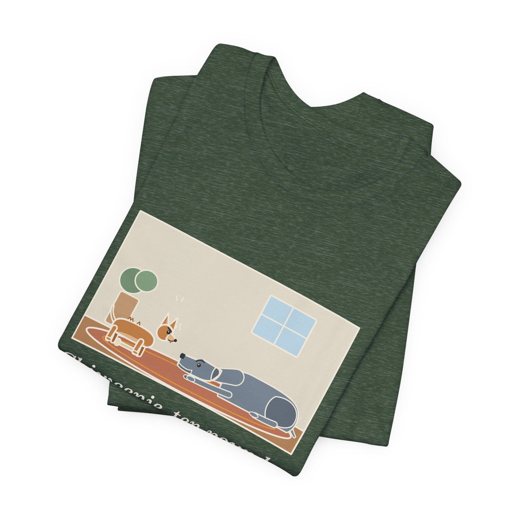 Funny Chiweenie T-Shirt, Ten Pounds, Guarded His Chew from a Great Dane, Living Room Standoff Tee