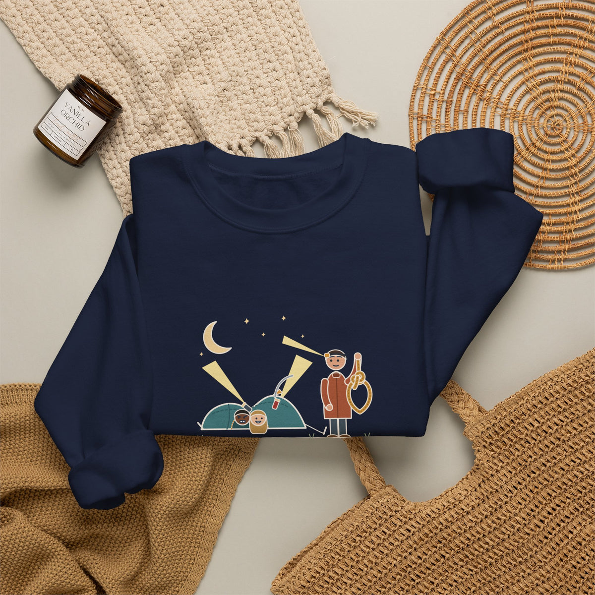 Outdoor Education Teacher Crewneck Sweatshirt - Knots for an Hour, Tent Fell at Midnight