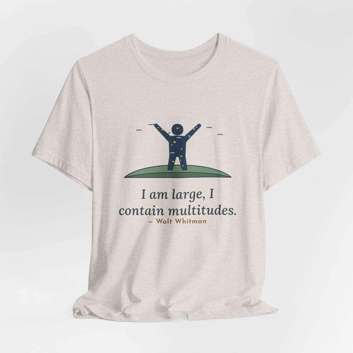Walt Whitman Quote T-Shirt, I Am Large, I Contain Multitudes, Literary Starry Figure Tee