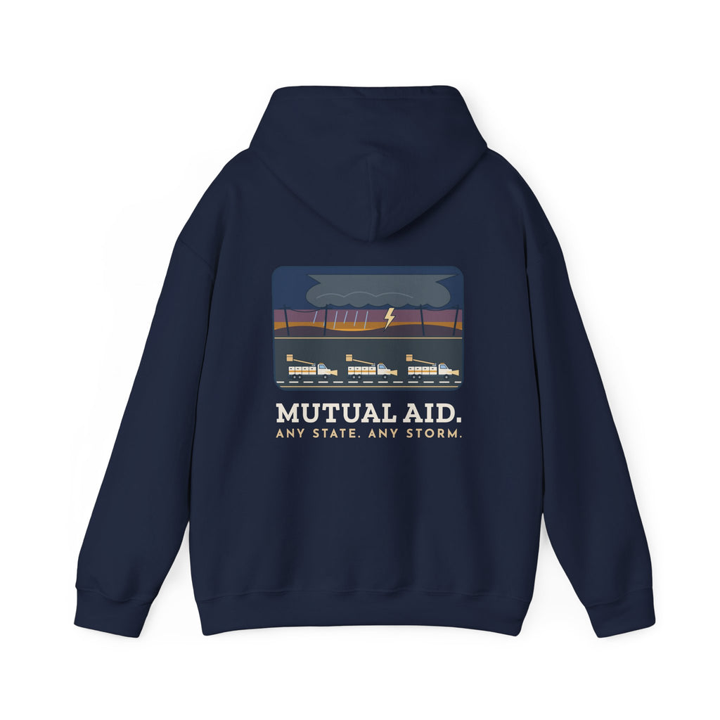 Lineworker Hoodie - Mutual Aid. Any State. Any Storm. Lineman Gift Hoodie