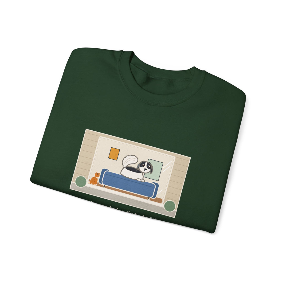 Japanese Chin Sweatshirt, Perched on the Back of the Couch Like a Cat, Watching the Street, Funny Window Lookout Crewneck