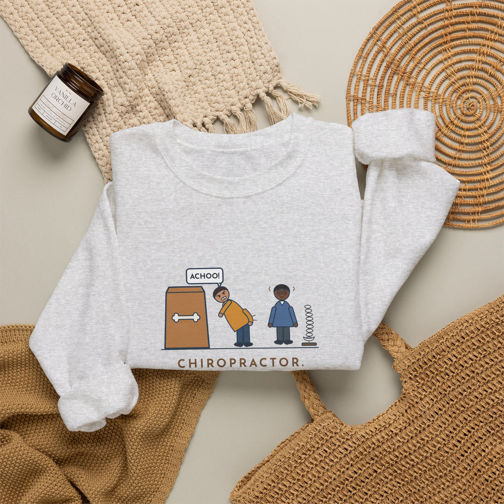 Chiropractor Sweatshirt, Asked What Happened, I Sneezed While Picking Up the Dog Food, Funny Office Visit Crewneck