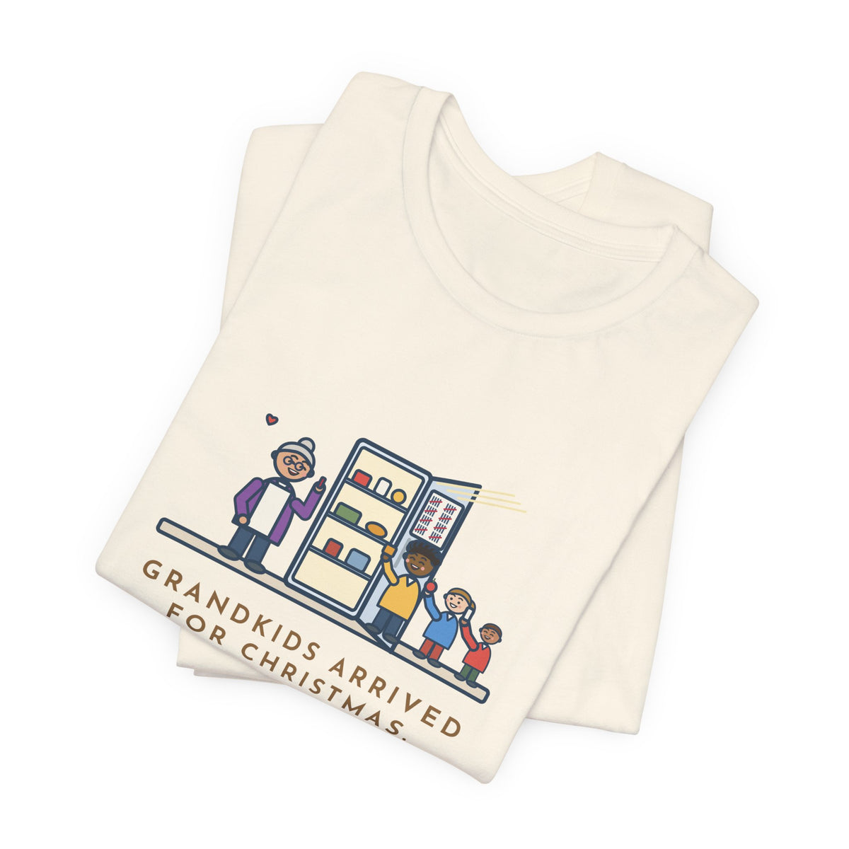 Funny Grandkids at Christmas T-Shirt, Arrived for the Holiday, The Fridge Door Opened Forty Times in the First Hour, Fridge Tally Tee