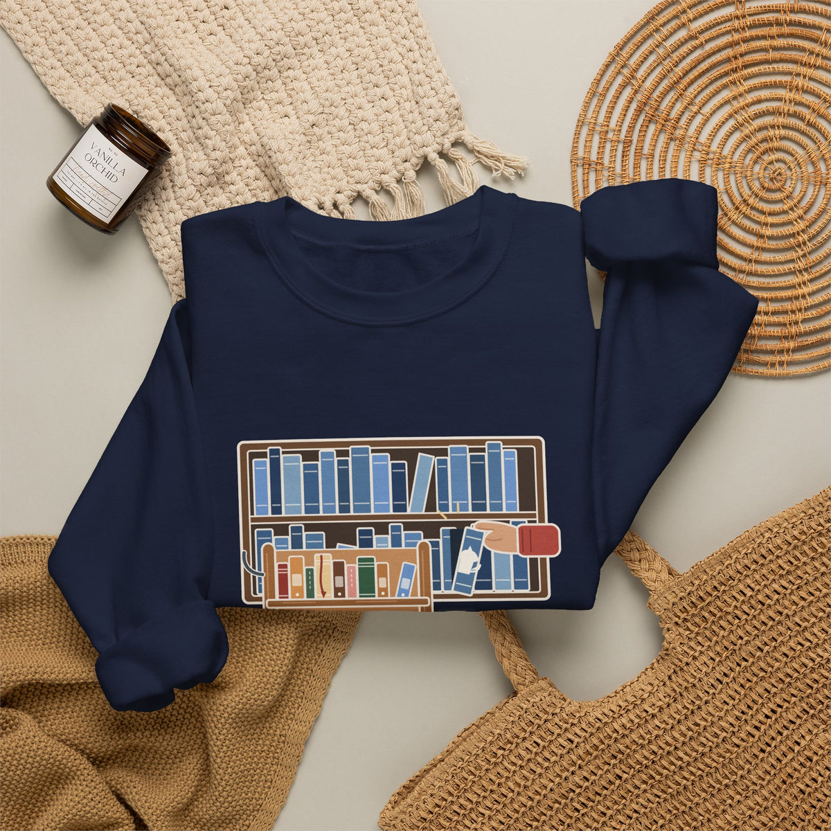 School Librarian Crewneck Sweatshirt - A Blue Book About a Dog. I'm On It.