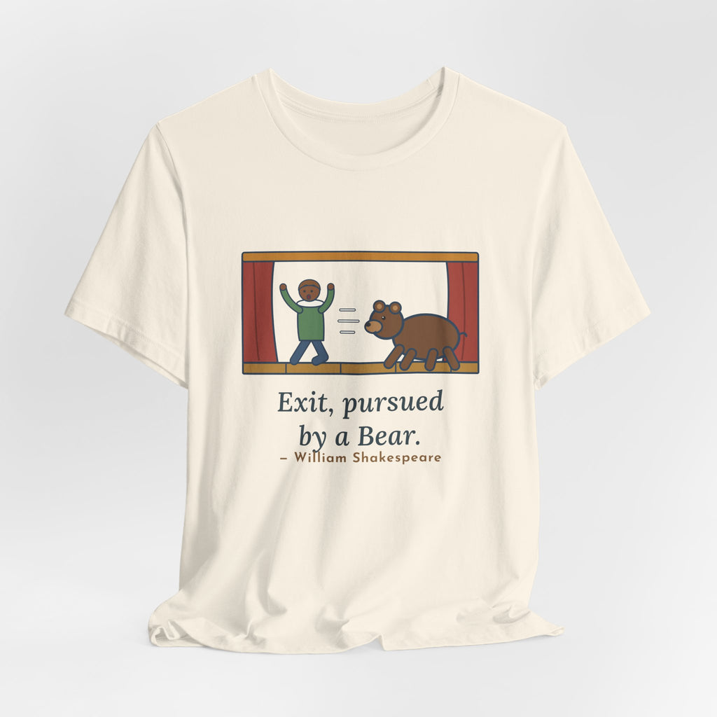Shakespeare Quote T-Shirt, Exit, Pursued by a Bear, Theatre Stage Chase Tee