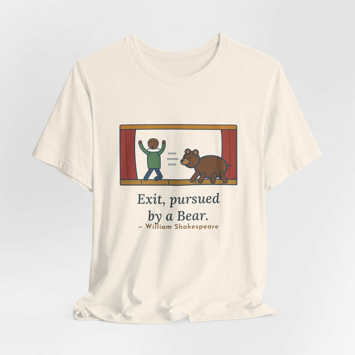 Shakespeare Quote T-Shirt, Exit, Pursued by a Bear, Theatre Stage Chase Tee