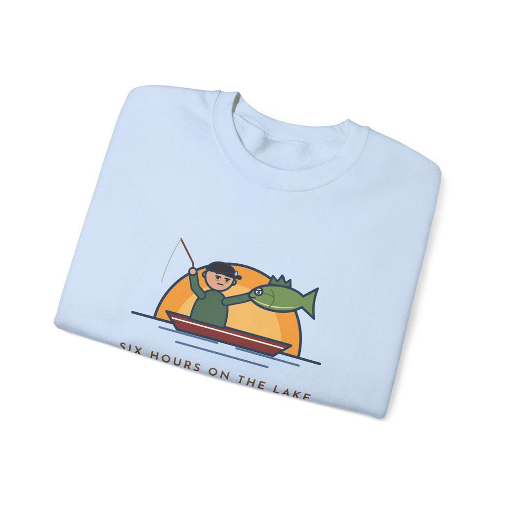 Funny Angler Crewneck Sweatshirt - Same Fish Twice After Six Hours on the Lake