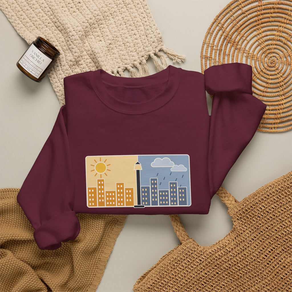It Was the Best of Times, It Was the Worst of Times Sweatshirt, Literary Dickens Quote Crewneck with Split Skyline