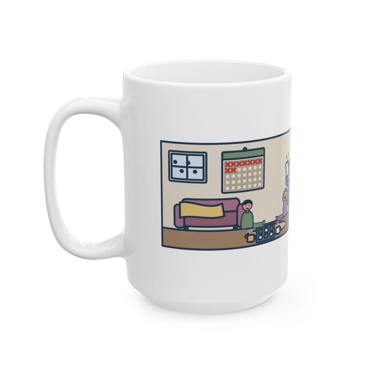 Day Nine, The Kids Asked Which Day It Was, I Checked My Phone 15oz Mug, Large Funny Winter Break Coffee Mug