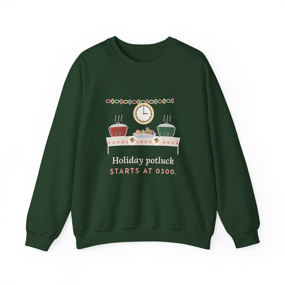 Night Shift Nurse Crewneck Sweatshirt - Holiday Potluck Starts at 0300, Gift for Nurses Working the Holiday Shift
