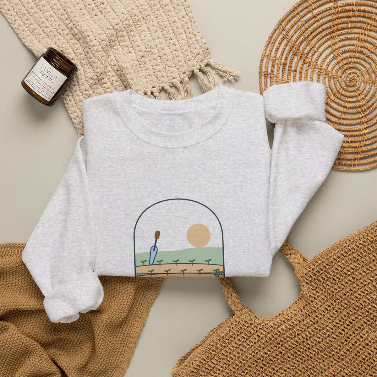 Gardening Crewneck Sweatshirt for Gardeners - Here for the Dirt and the Quiet
