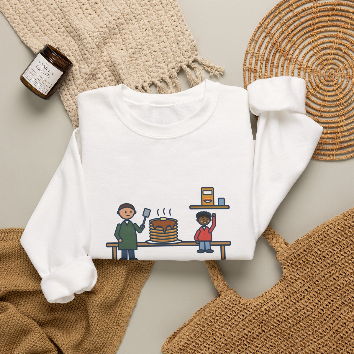 Parent Sweatshirt, Made Pancakes by Special Request, The Kid Now Wanted Cereal, Funny Breakfast Table Crewneck